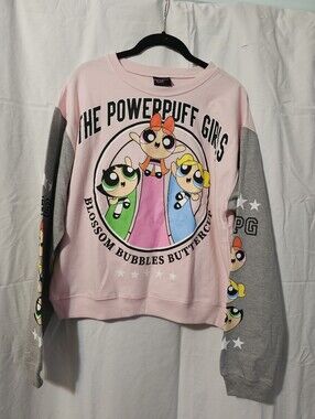 Cartoon Network Powerpuff Girls Pink and Gray Crewneck Sweatshirt S